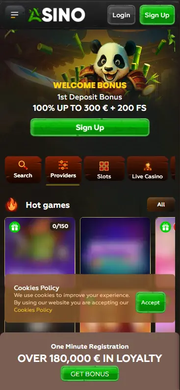 Online casino homepage featuring Mega Bunny slot